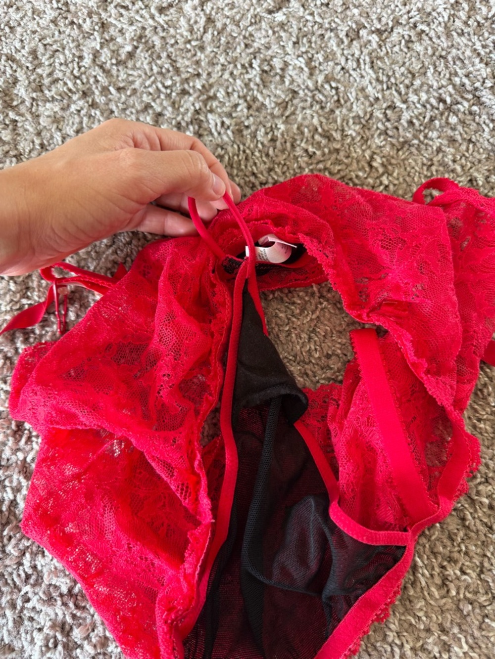 Victoria's Secret Red Lace Garter Skirtlette - Picture 3 of 3